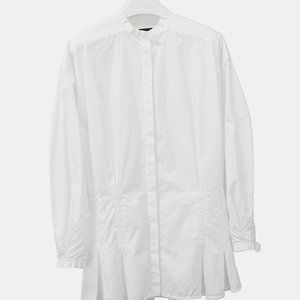 Ellery Nehru Collar Pleated Waist Blouse